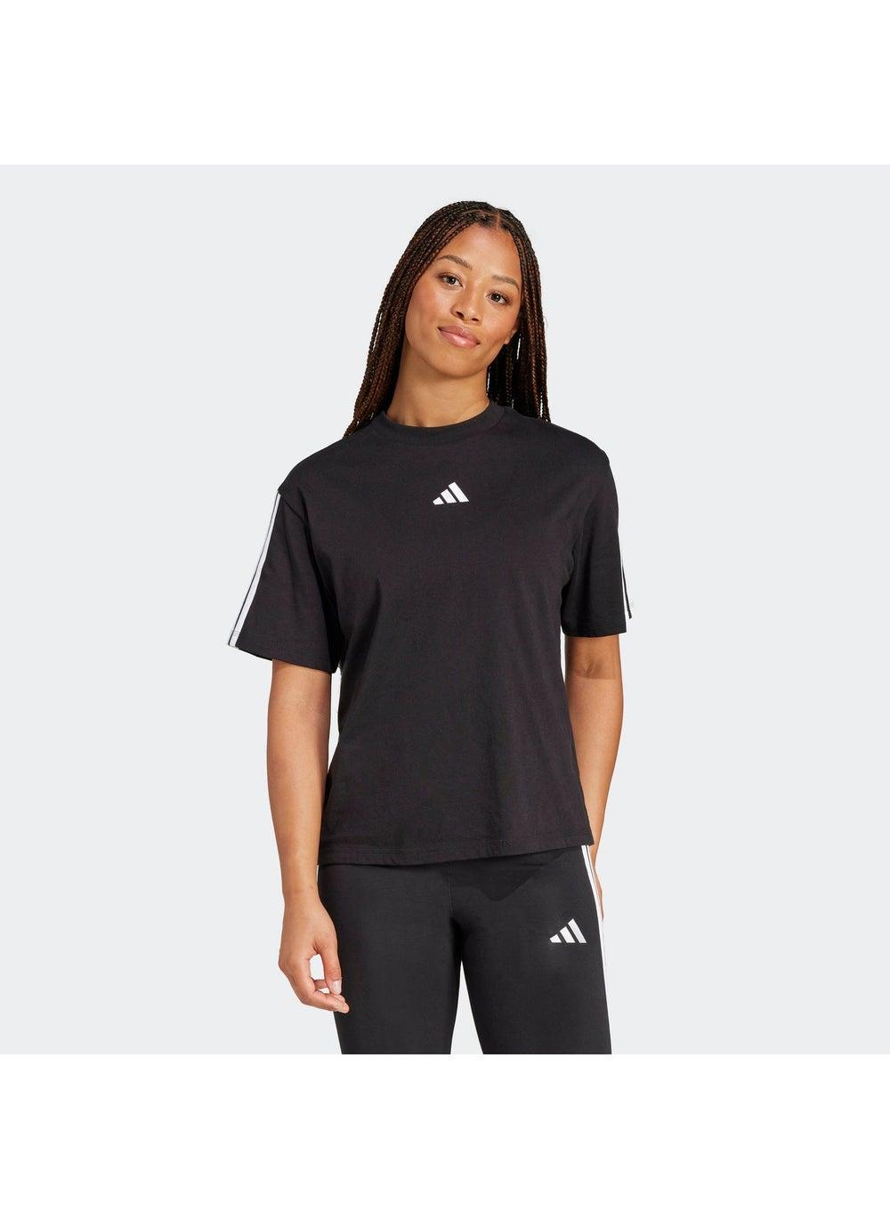 Essential 3 Stripe Boyfriend Cotton T-Shirt - Image 1