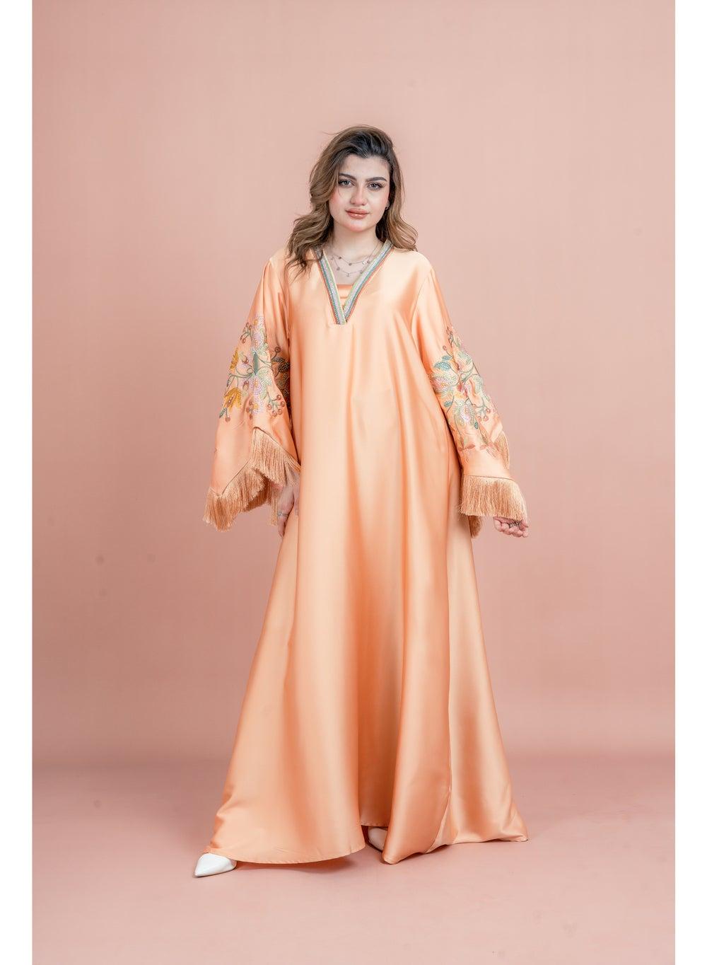 Shimmer Detail Embroidered Sleeves Jalabiya - Image 1