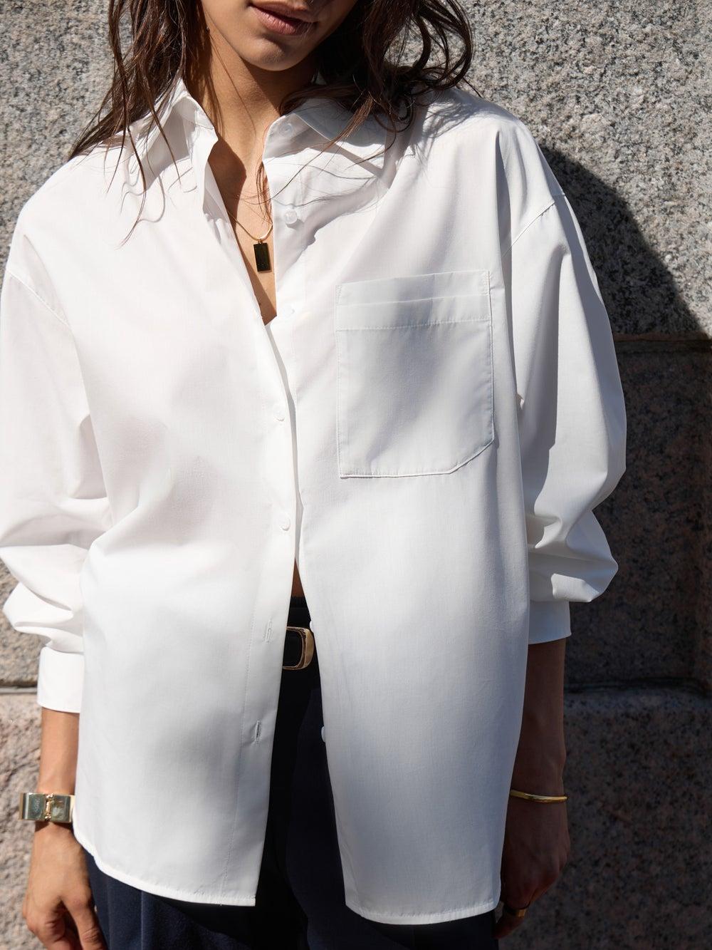 Loose Cotton-Blend Shirt with Chest Pocket - Image 1