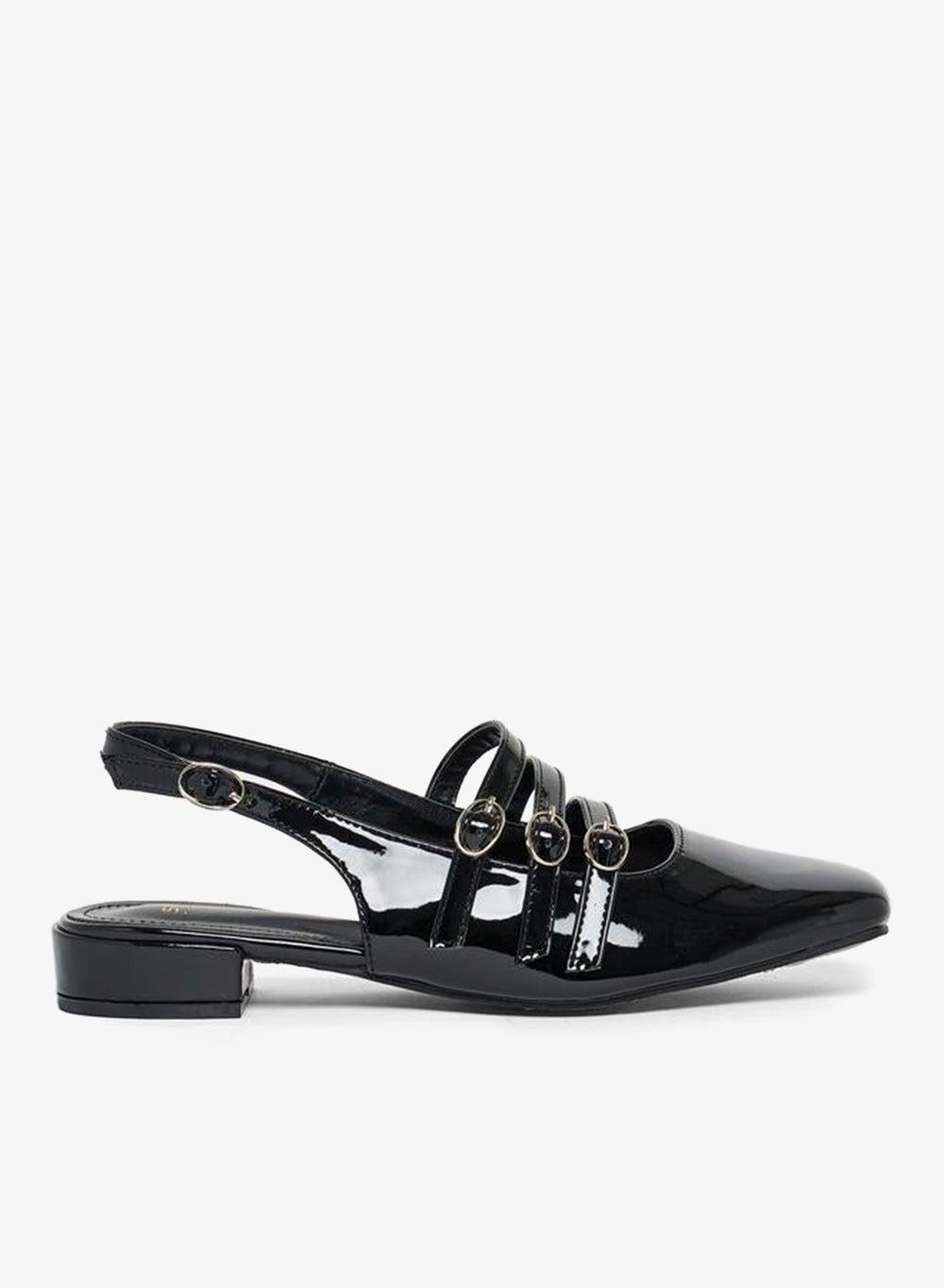 Styli Buckled Strap Patent Ballerina Flats - Image 1