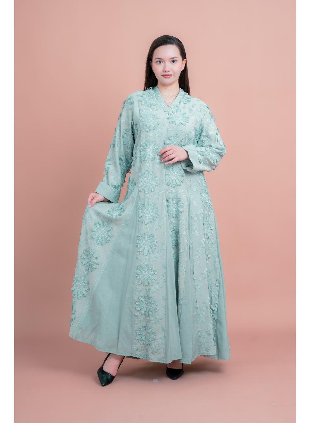 Soft Petals Embroidered Relaxed Fit Jalabiya - Image 1