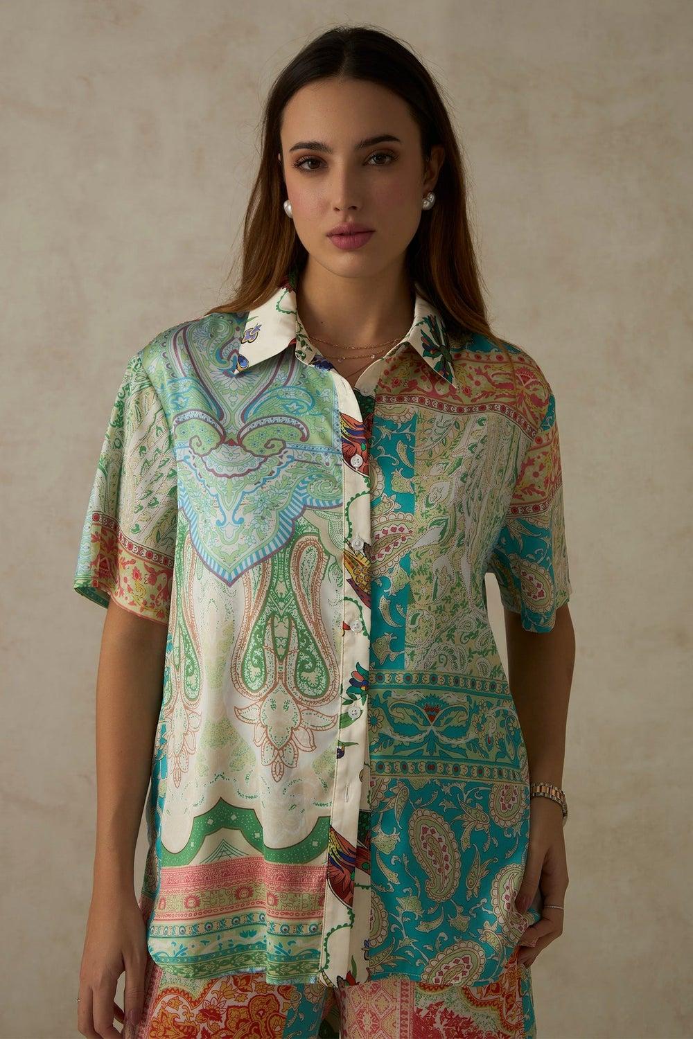 Virgio Palmira Abstract Floral Printed Women’s Shirt - Image 1