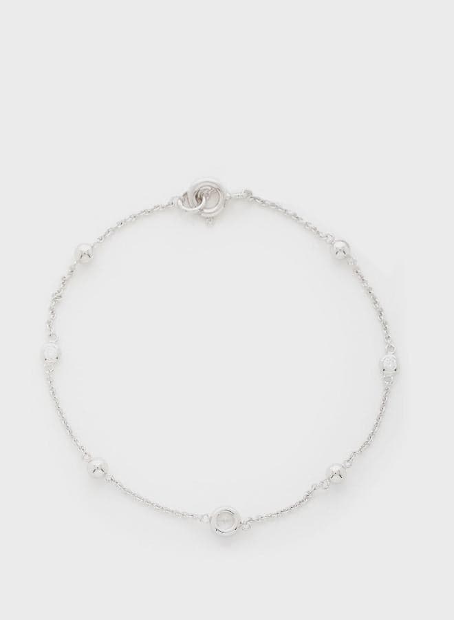 Logo Beaded Stainless Steel Bracelet with Adjustable Clasp - Image 1