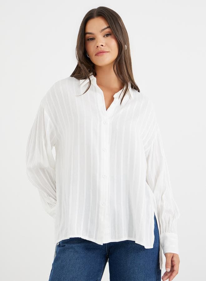 Striped Long Sleeve Spread Collar Shirt - Image 1