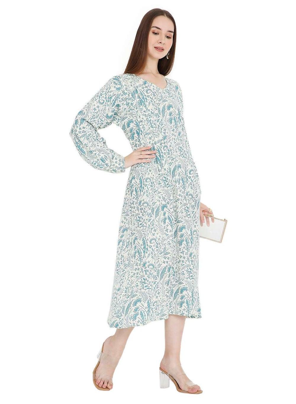 Printed Farasha Midi Jalabiya Kaftan Dress - Image 1