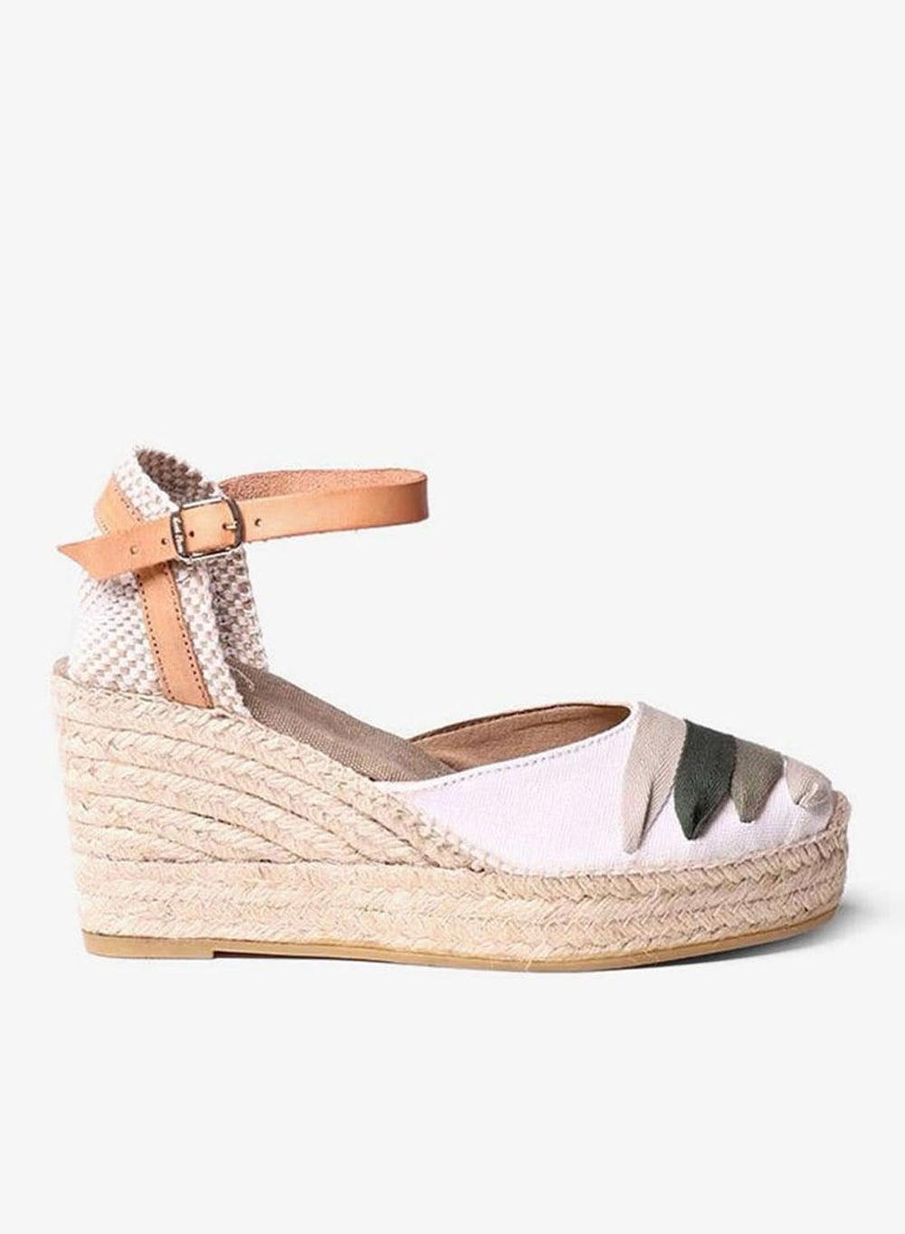 Lola-CM Khaki Closed-Toe Wedge Espadrille - Image 1
