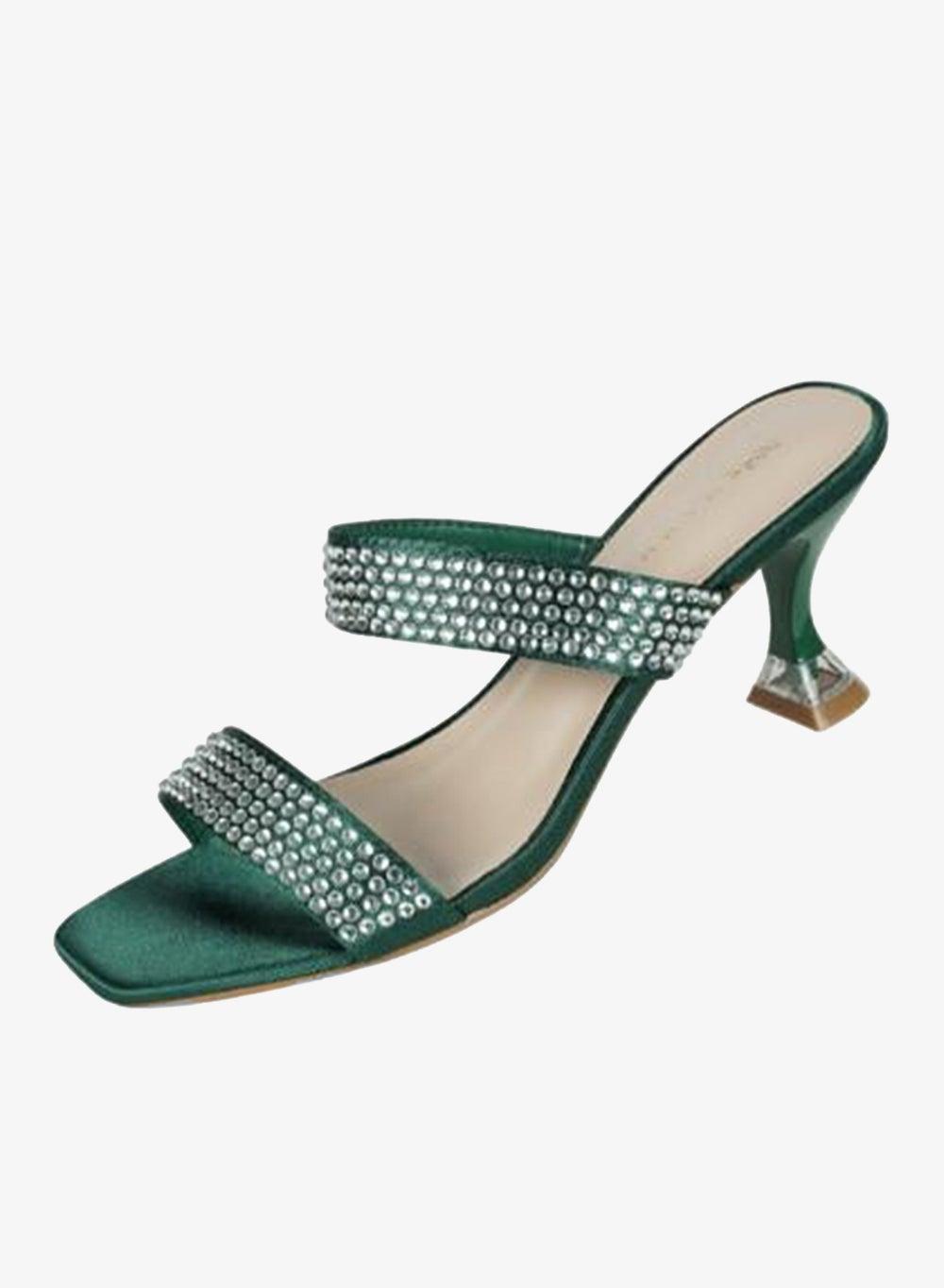 221-238 Zayna Green Ladies Kitten Heel Sandals 15C8618-623 - Image 1