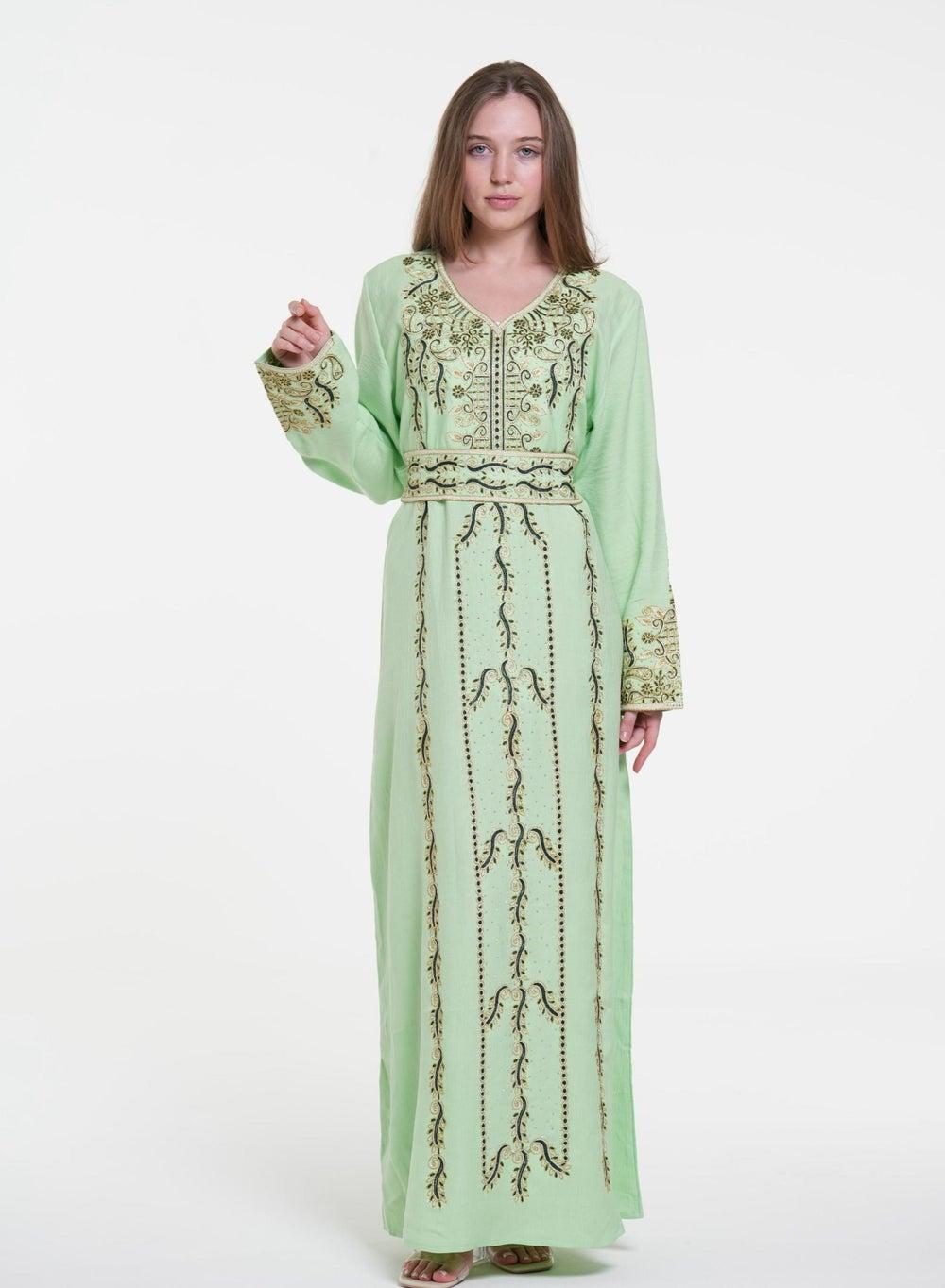 Embroidered Belted Jalabiya Dress - Image 1