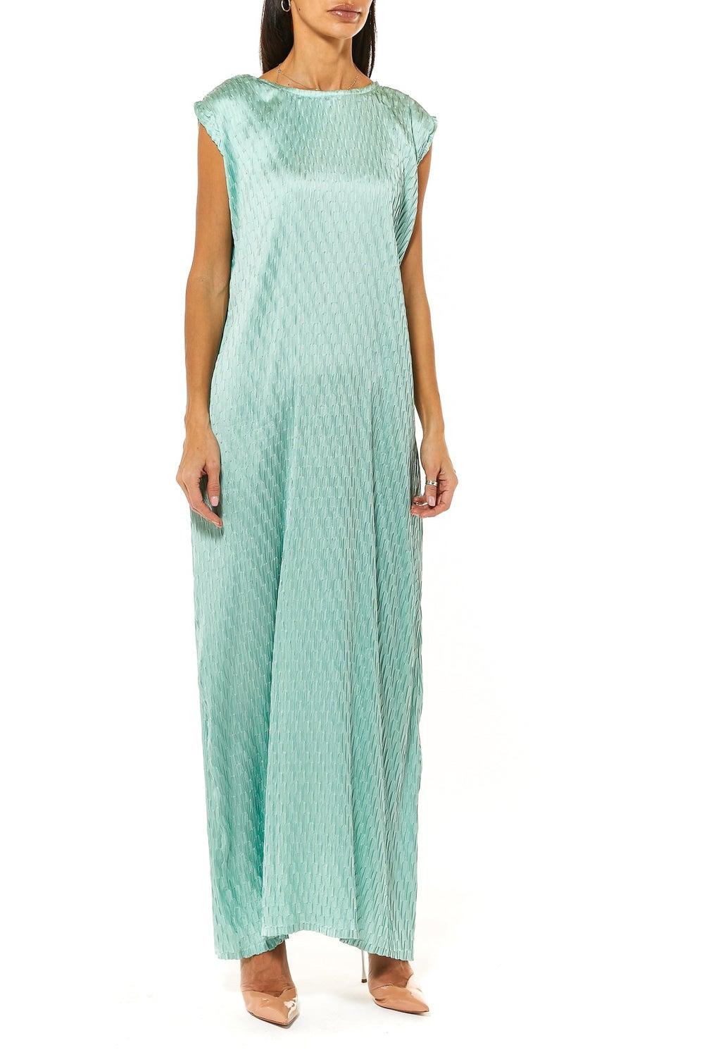 Crew Neck Pleated Maxi Dress - Image 1