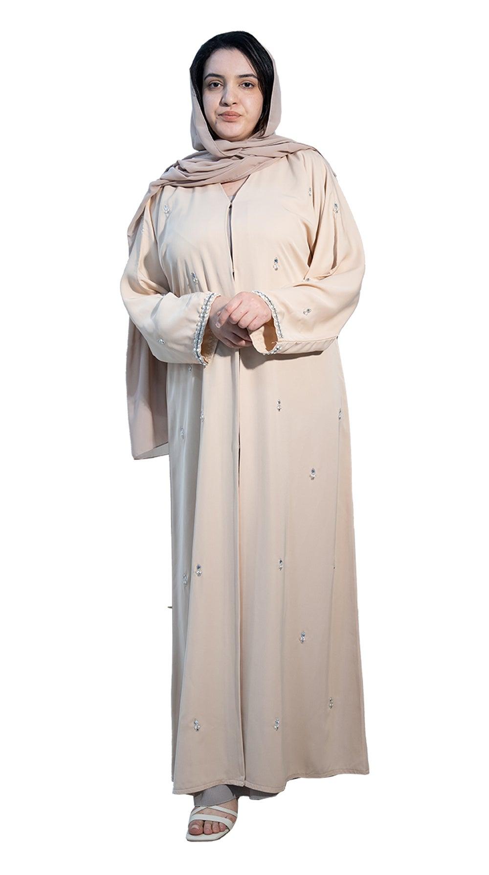 Elegant Beaded White Abaya 667 - Image 1