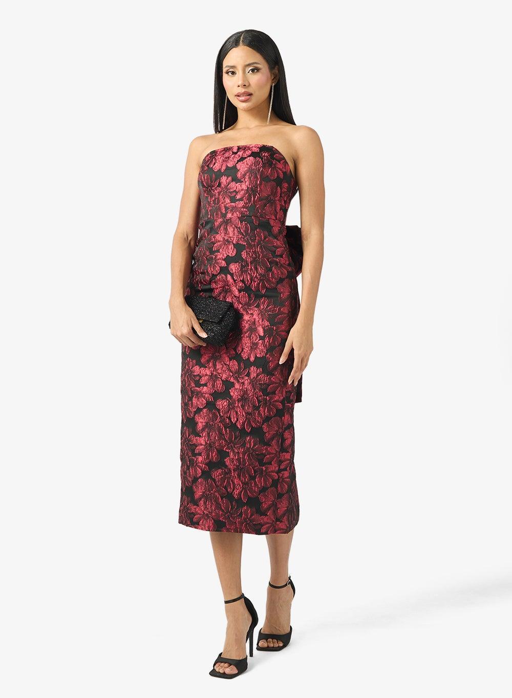 Bow Back Detail Bandeau Midi Dress - Image 1