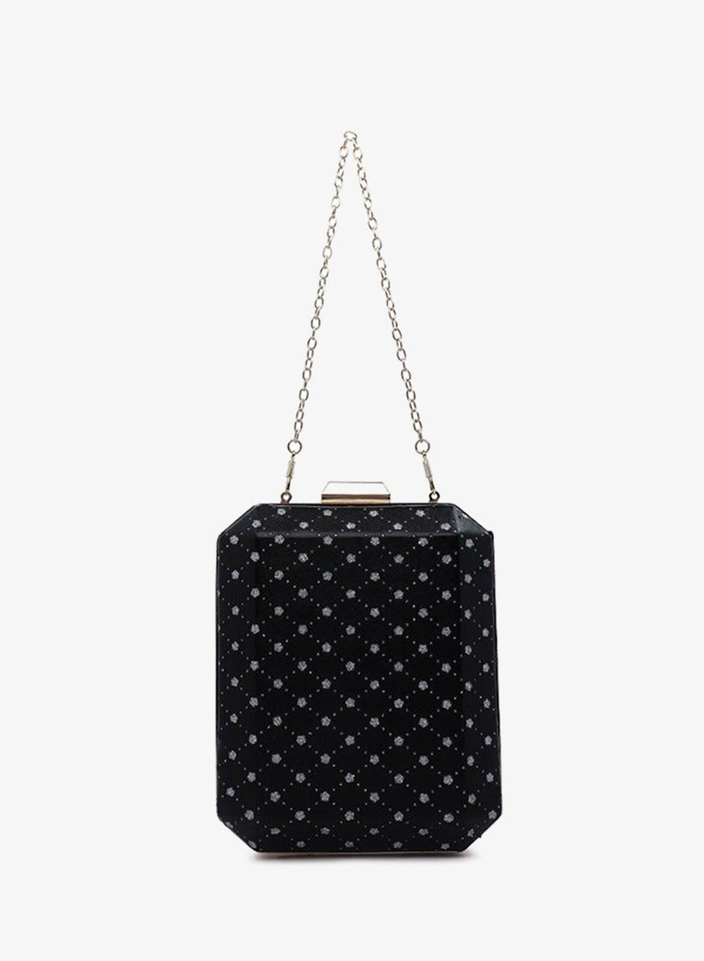 Black Metallic Cut Out Clutch Bag - Image 1