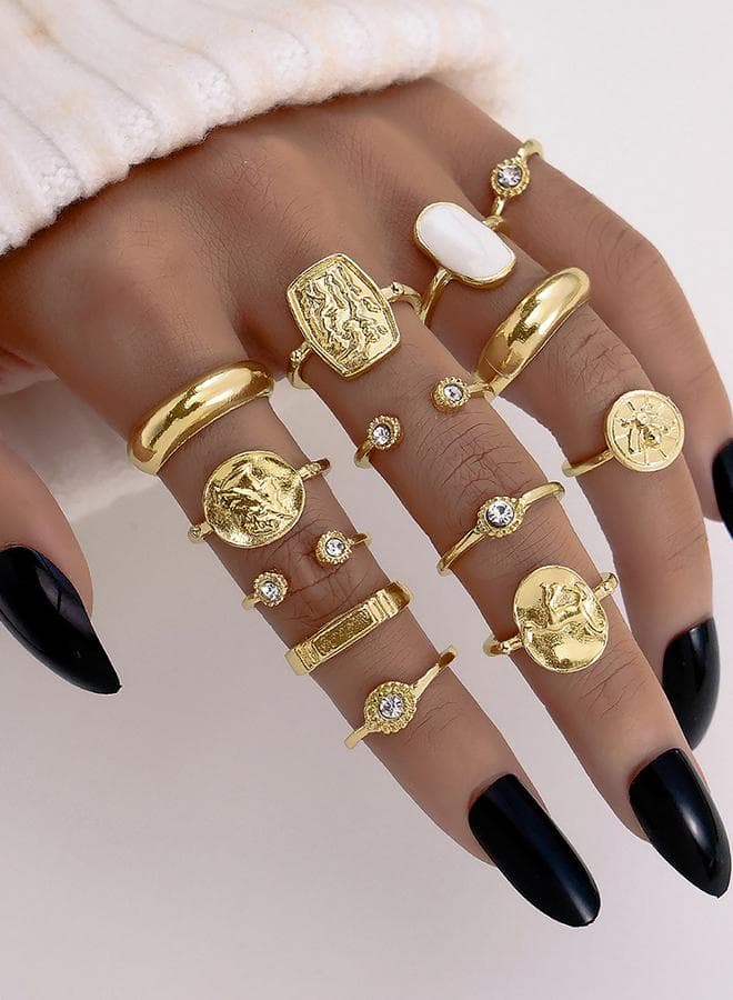 Take Two Set of 13 Rhinestone Embellished Rings - Image 1