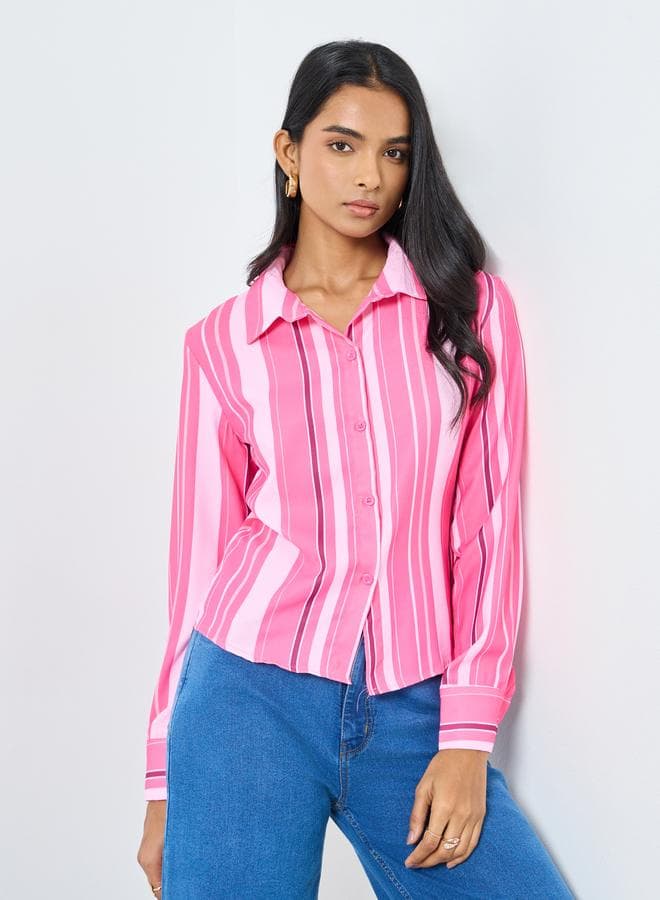 Striped Buttoned Regular Fit Shirt for Women - Image 1