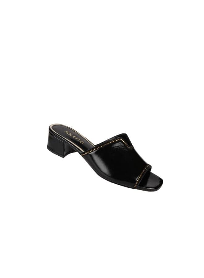 Poletto Ladies Black Block Heel Mule 54410 C1566 - Image 1