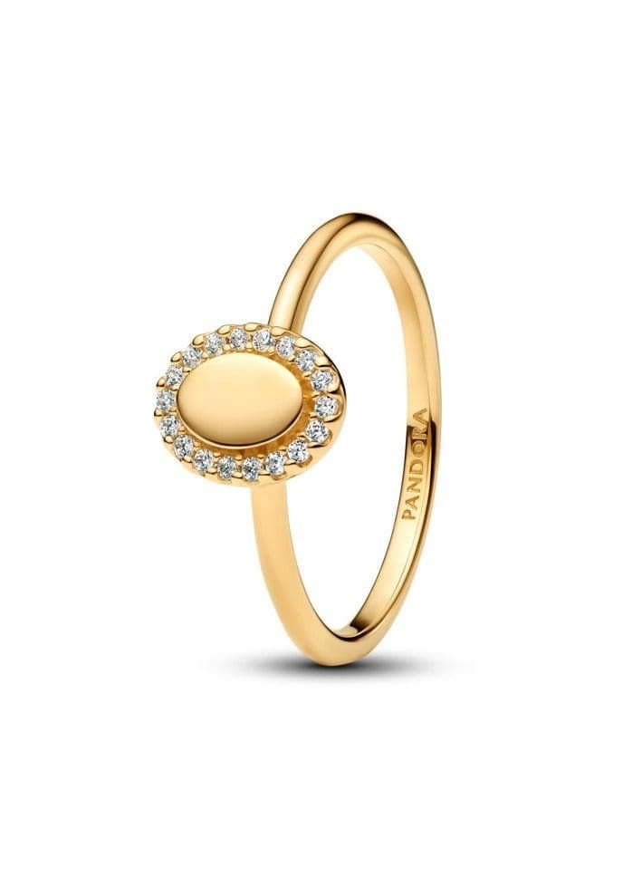 Oval Halo Ring with Personal Engraving - Image 1
