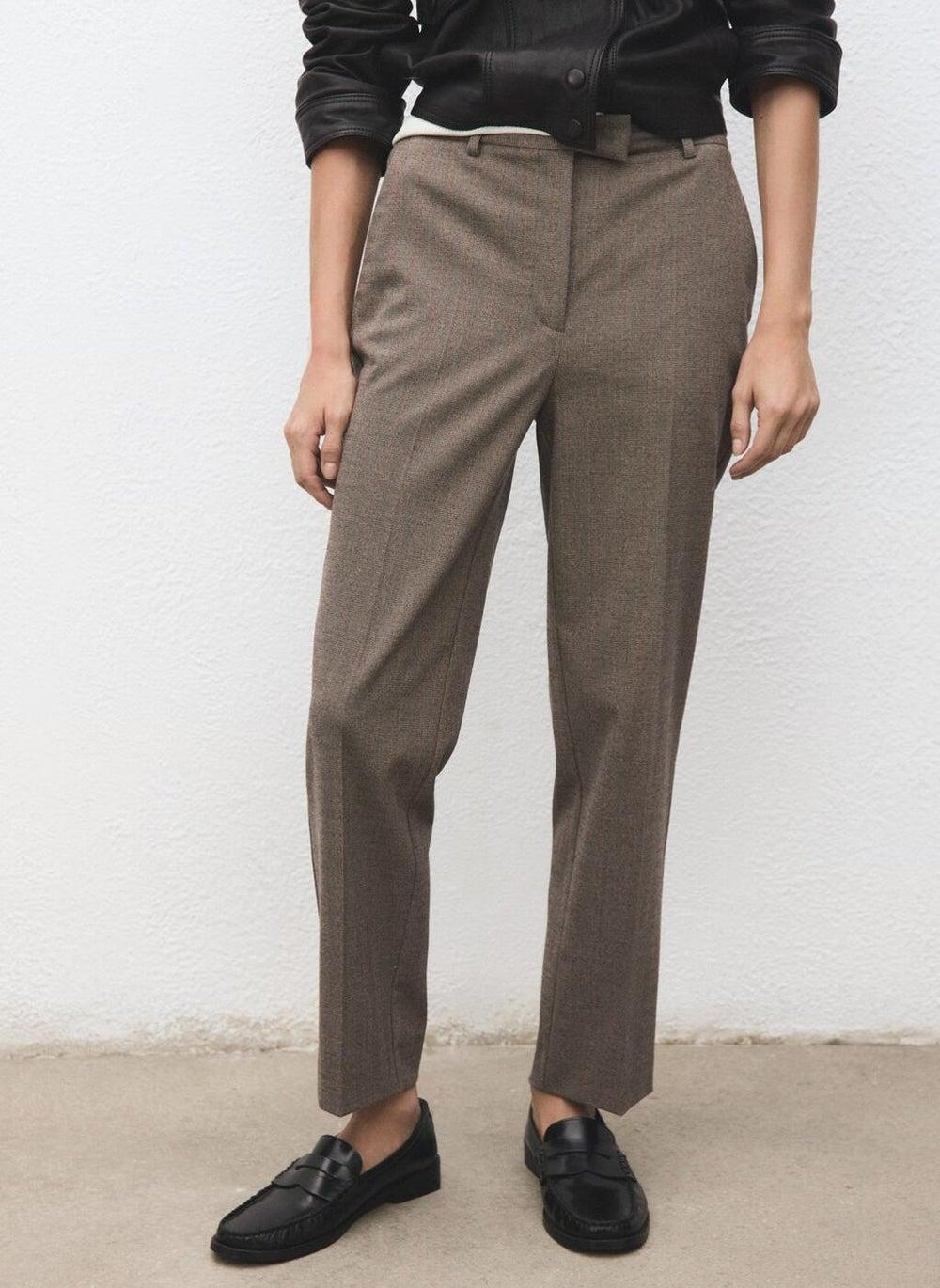 Pinstripe Cropped Fitted Trousers - Image 1