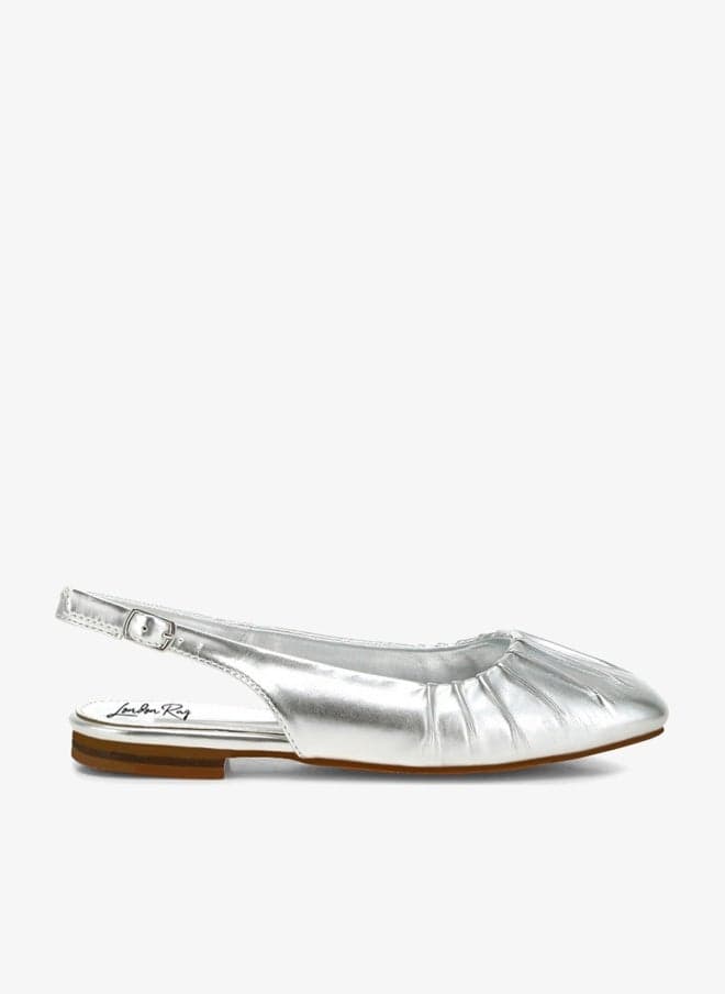 Silver Metallic Square Toe Flat Slingbacks SH5201 - Image 1