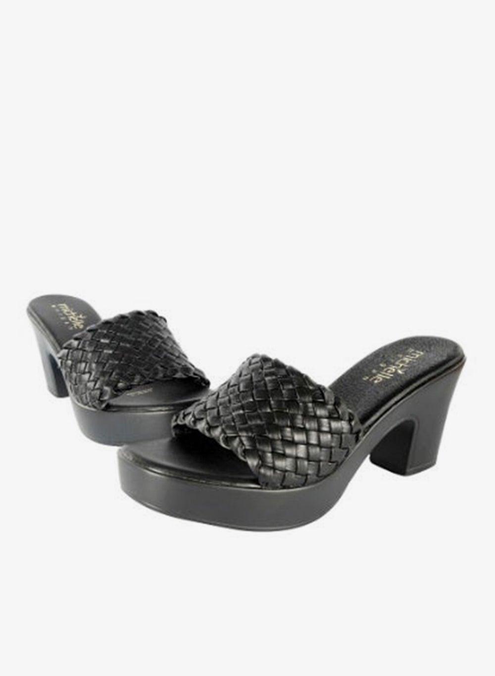 092-2284 Michelle Morgan Black Ladies Mule Heeled Sandals - Image 1