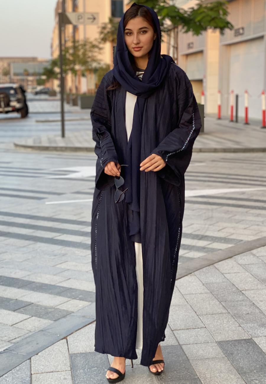 Pleated Open Abaya - Image 1