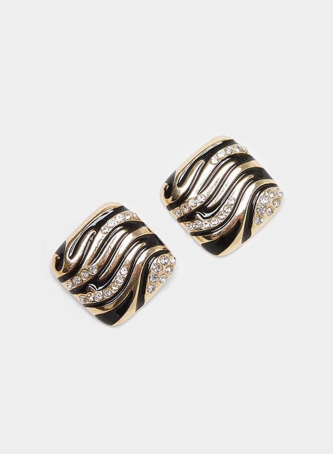 Styli Embellished Square Dangle Earrings - Image 1