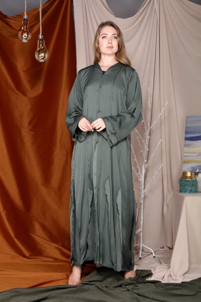 Embroidered Flared Sleeve Abaya - Image 1