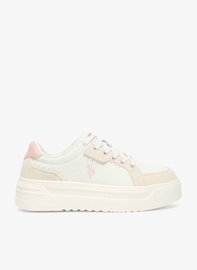 Women's Platform Sneakers with Pink Logo - Image 1