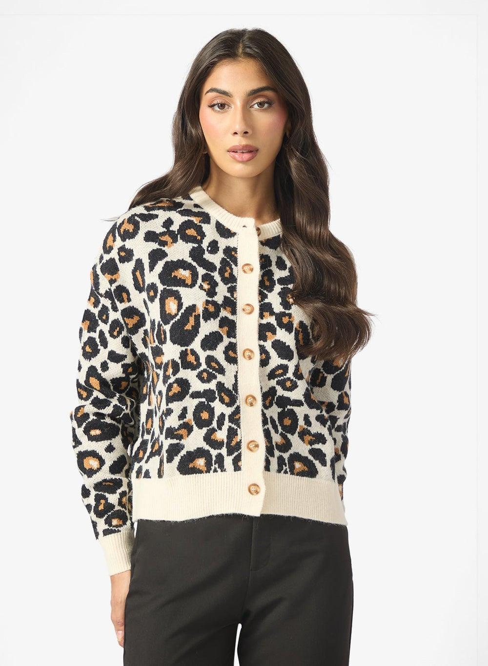 Animal Print Cardigan for Everyday Layering - Image 1