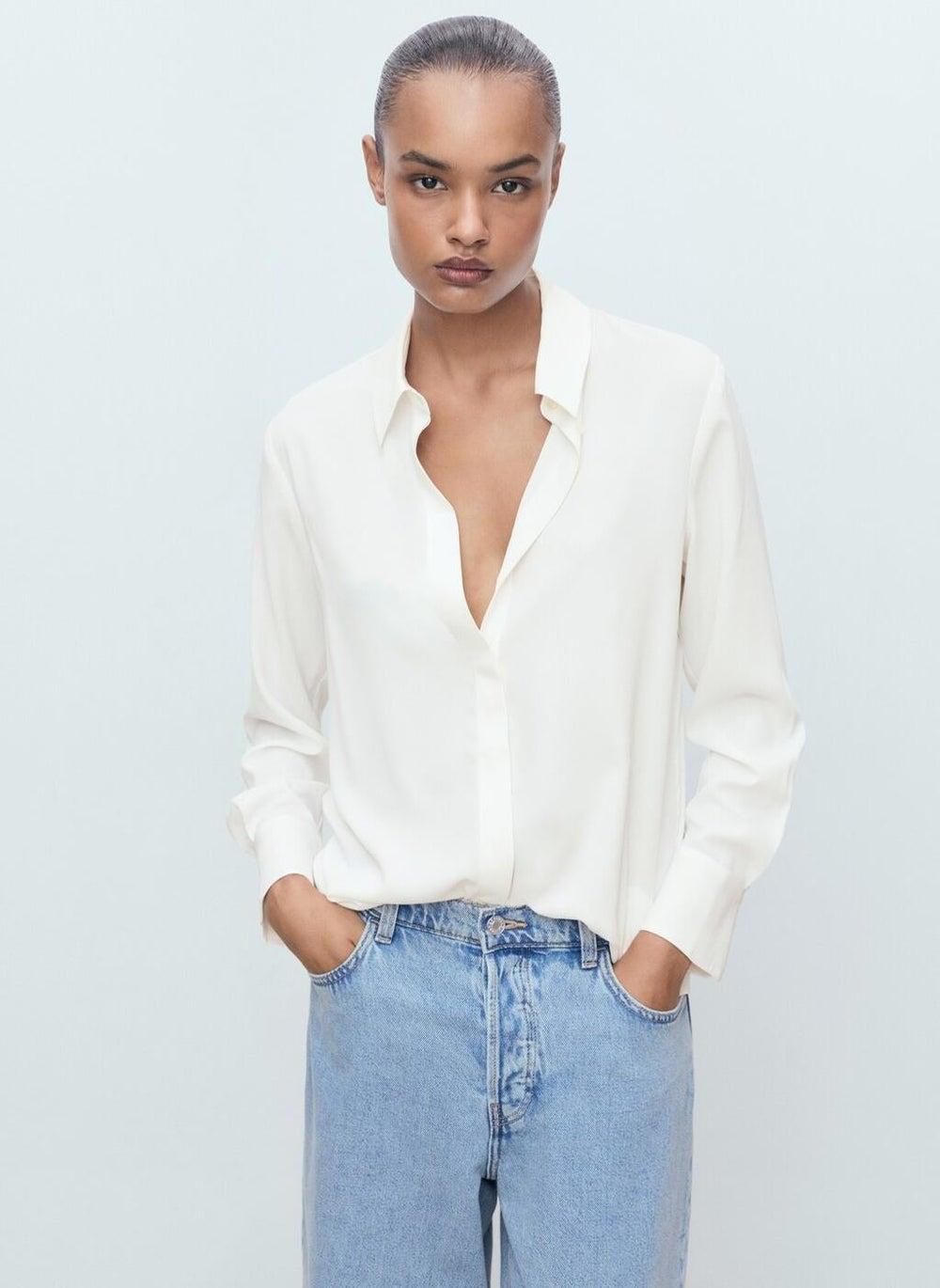 Fluid Long-Sleeved Shirt Blouse - Image 1