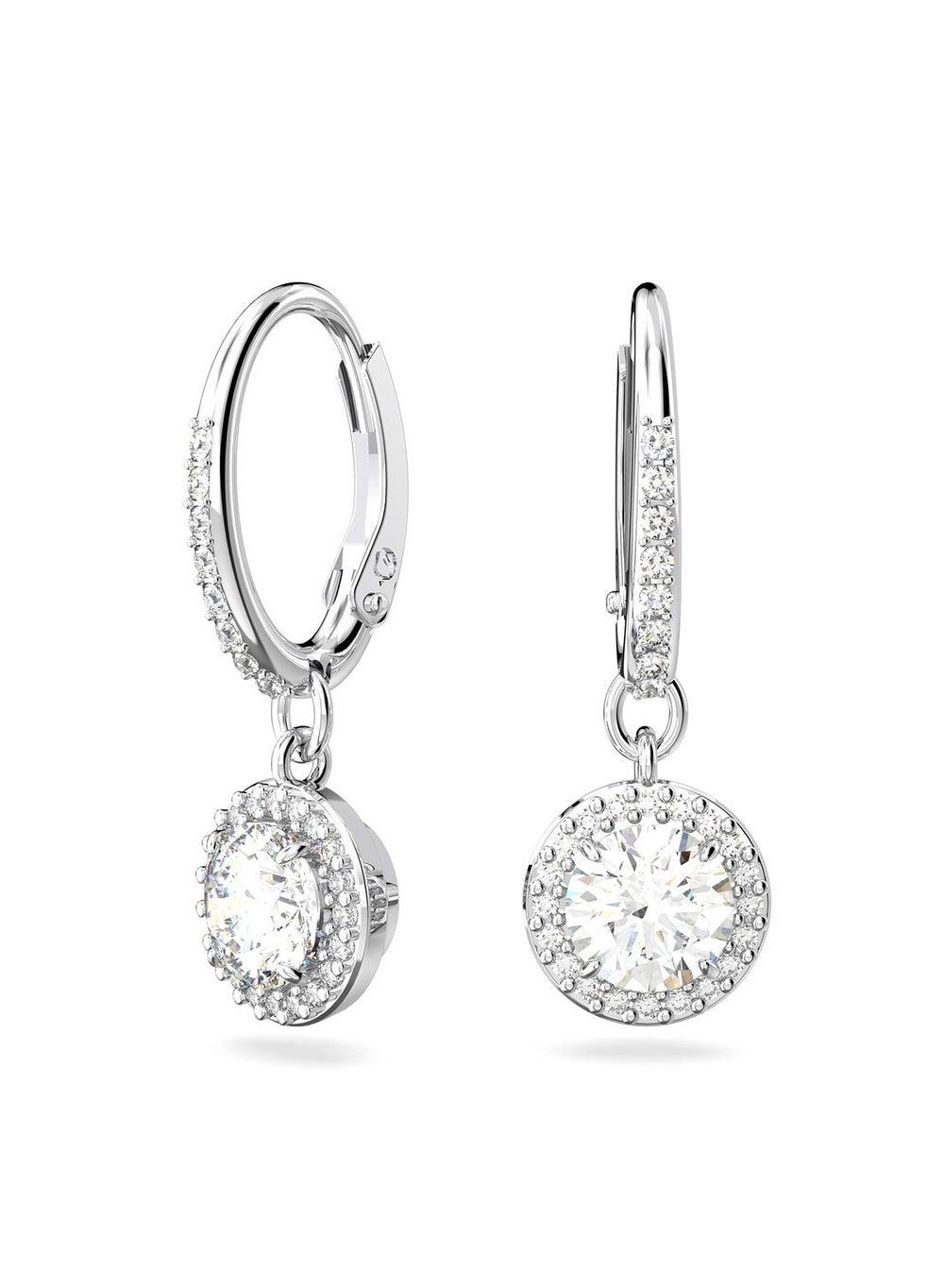 Constella Rhodium Plated Crystal Drop Earrings - Image 1