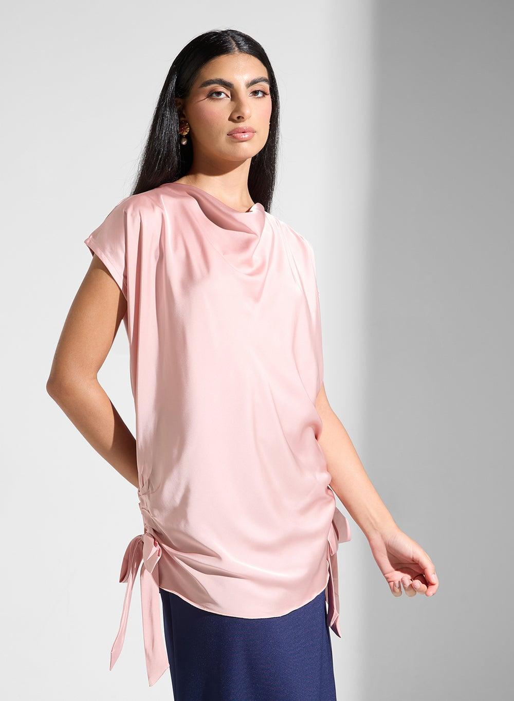Silk Short Sleeve Modest Blouse - Image 1
