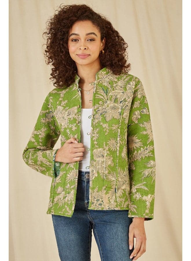 Floral Print Reversible Cotton Quilted Jacket - Image 1