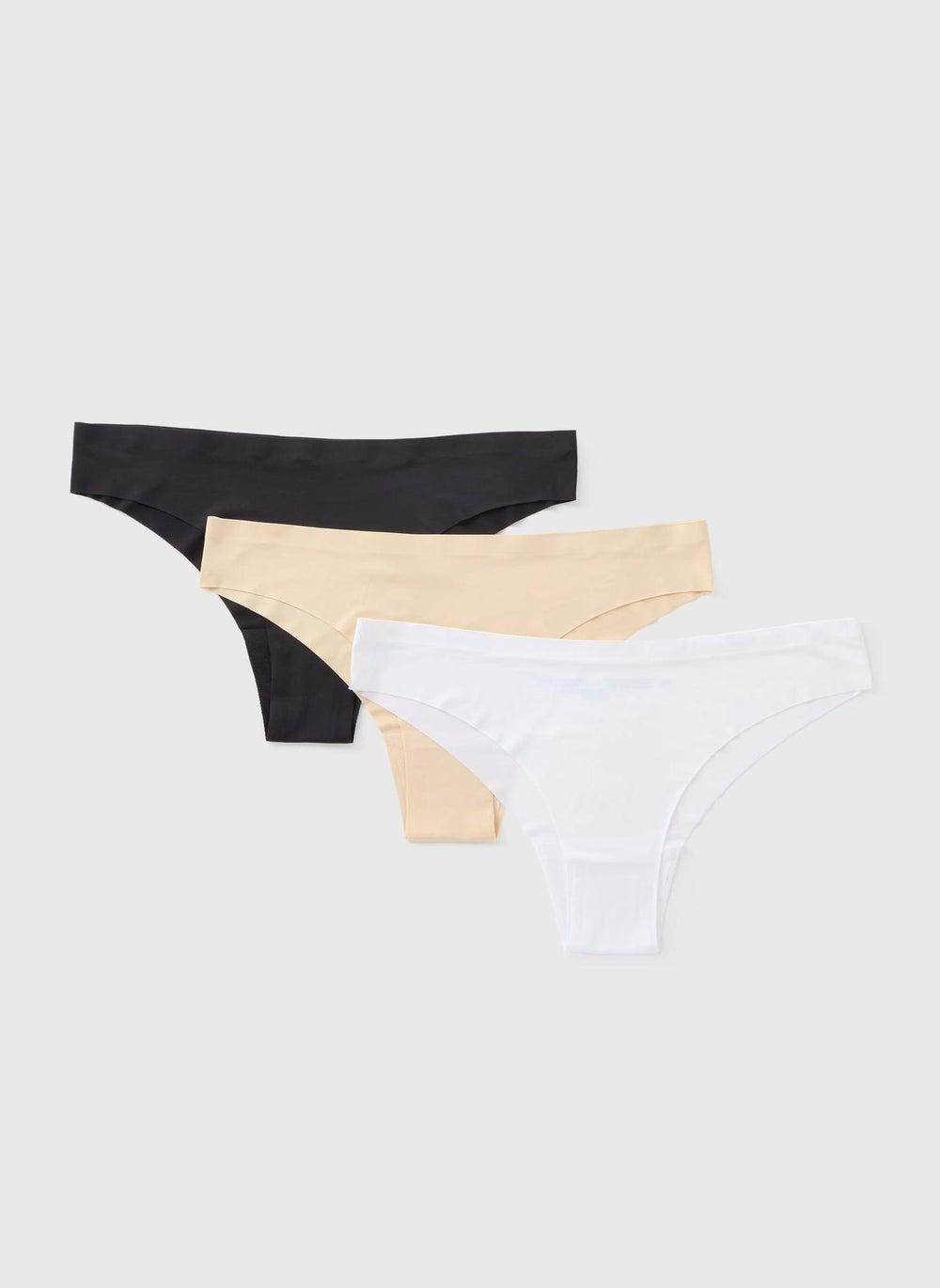 3 Pack No VPL Brazilian Knickers in Black, White and Nude - Image 1