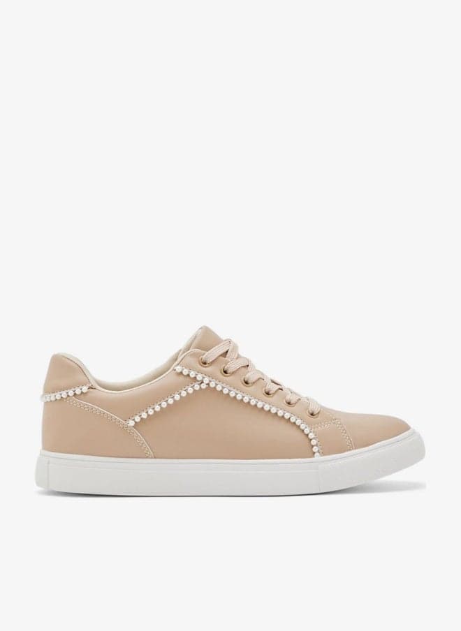 Pearl Detail Low-Top Sneakers - Image 1