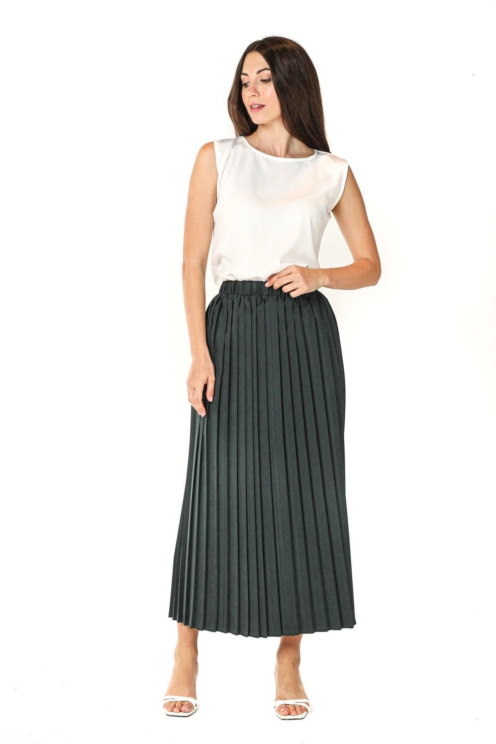Pleated High-Waist Midi Skirt - Image 1