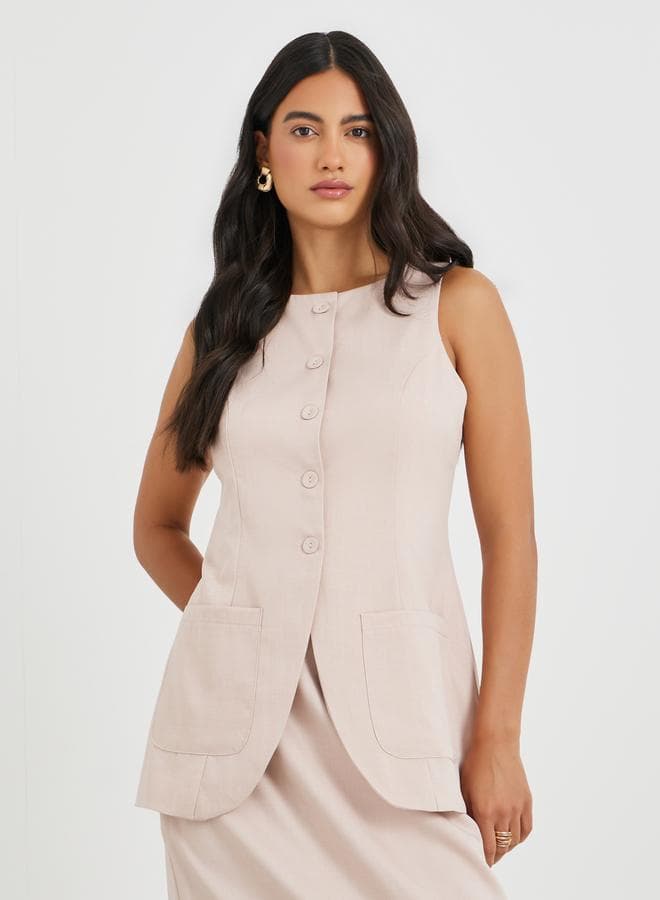 Styli Buttoned Longline Waistcoat - Image 1