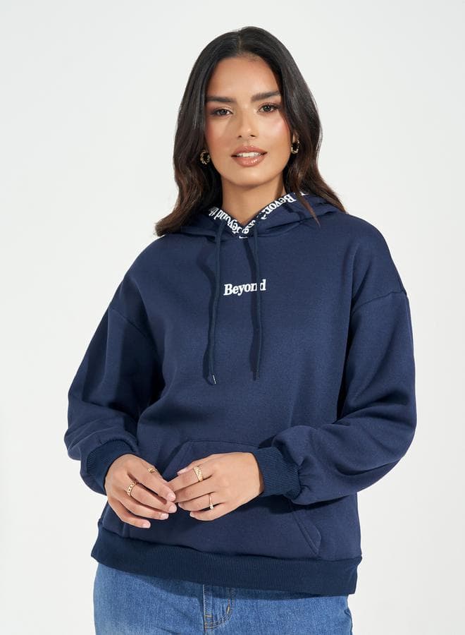 Regular Fit Slogan Print Hoodie - Image 1