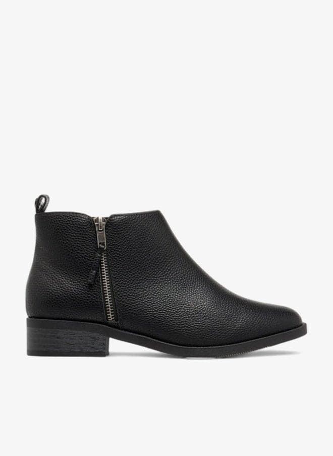 Solid Ankle Boots with Zip Closure - Image 1
