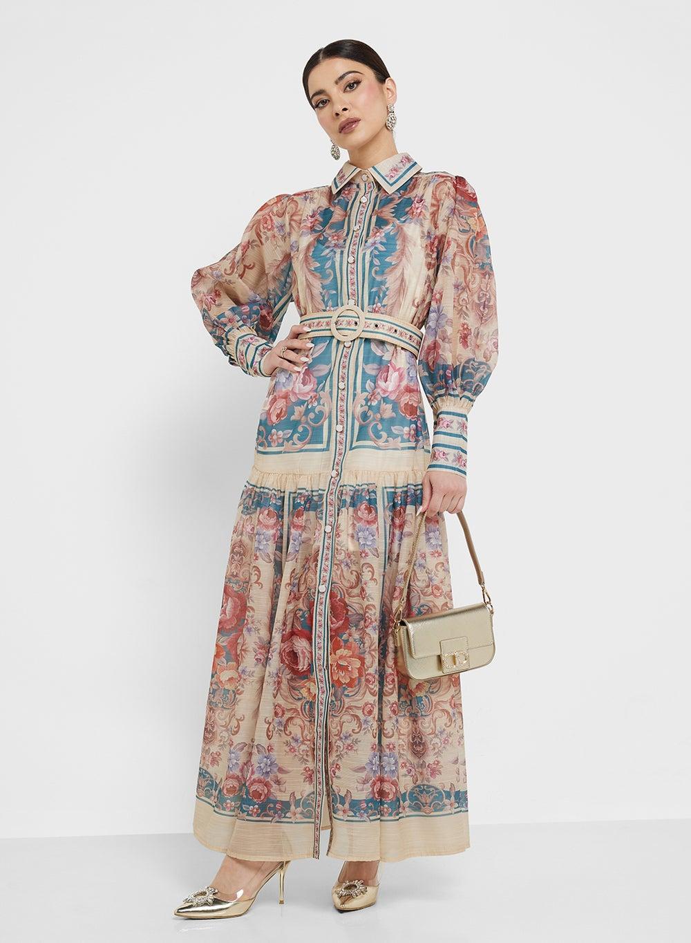 Abstract Print Maxi Dress for Women - Image 1