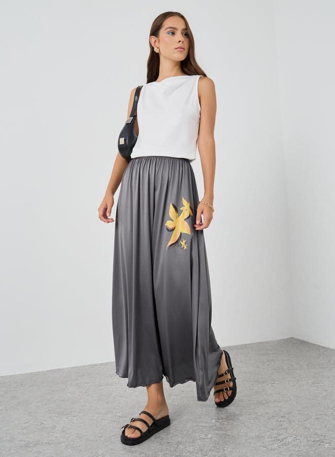 Floral Printed A-Line Maxi Skirt - Image 1