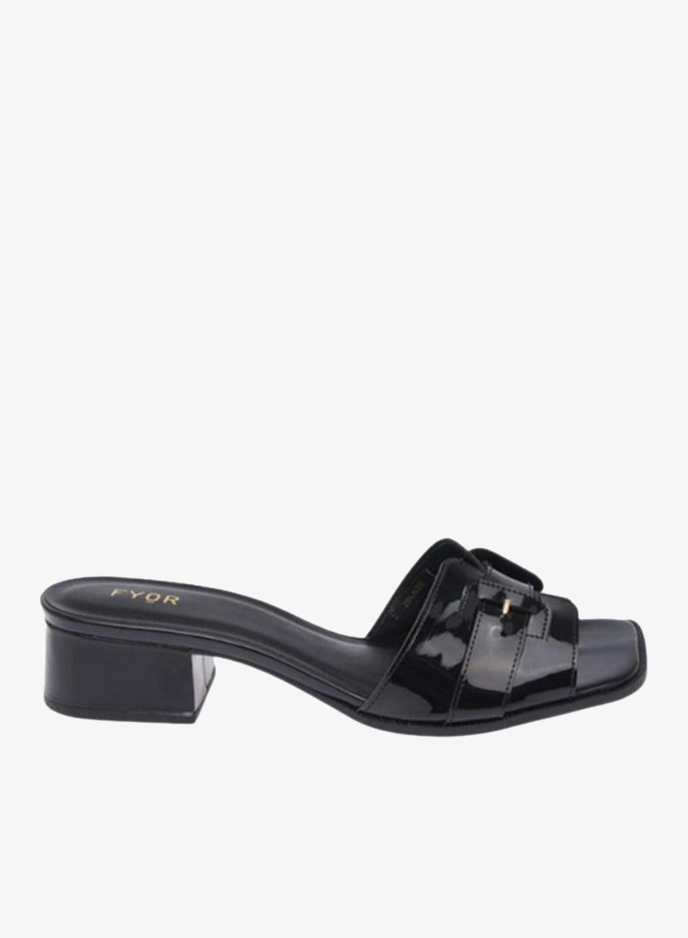 Chic Patent Mule BDV 107 Black Heeled Sandals - Image 1