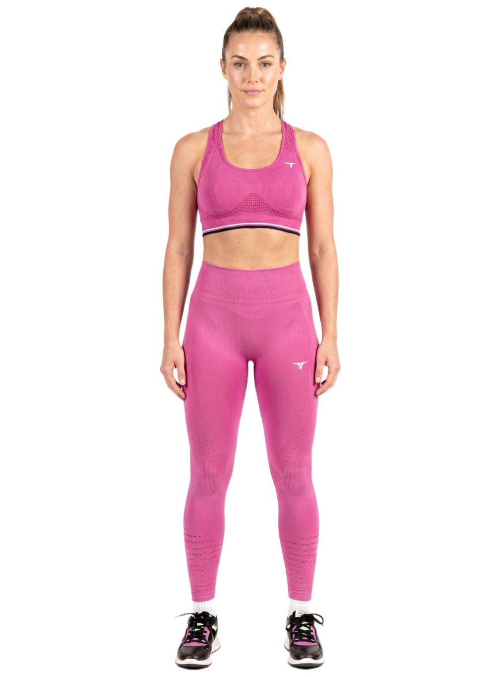 THUGFIT Spin High Waist Hollow Leggings in Pink - Image 1
