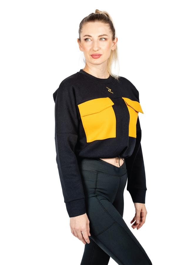Women's Cropped Crew-Neck Sweatshirt with Bungee Hem - Image 1