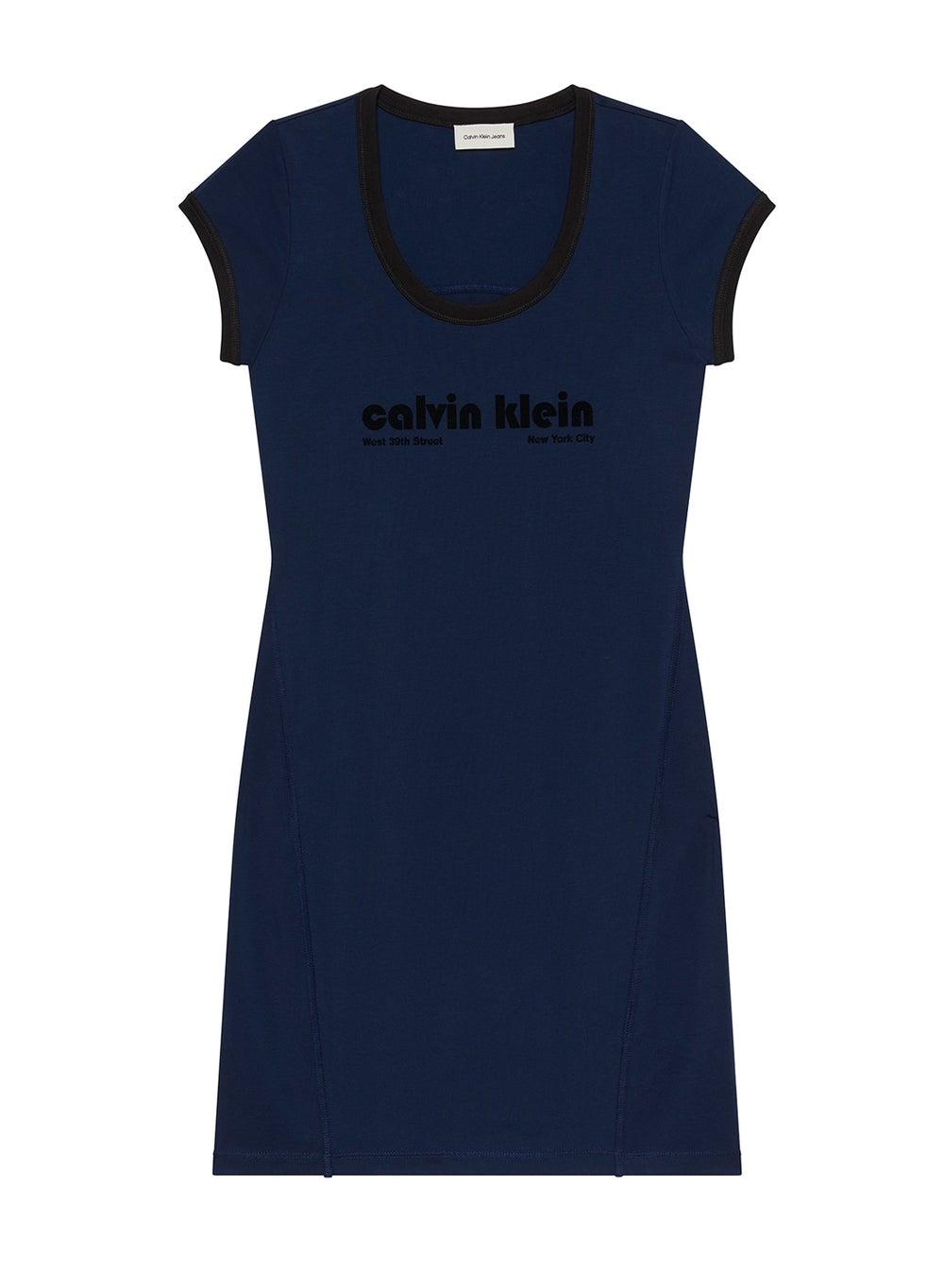 Logo T-shirt Mini Dress with Open Round Neckline - Image 1