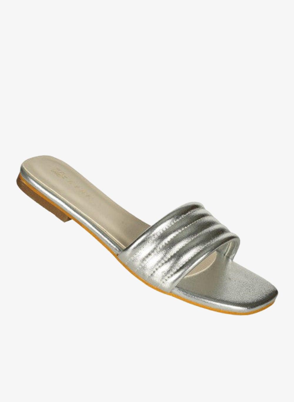 221-50 Zayna Square Toe Ladies Sliders 3T0628A-06 Silver - Image 1