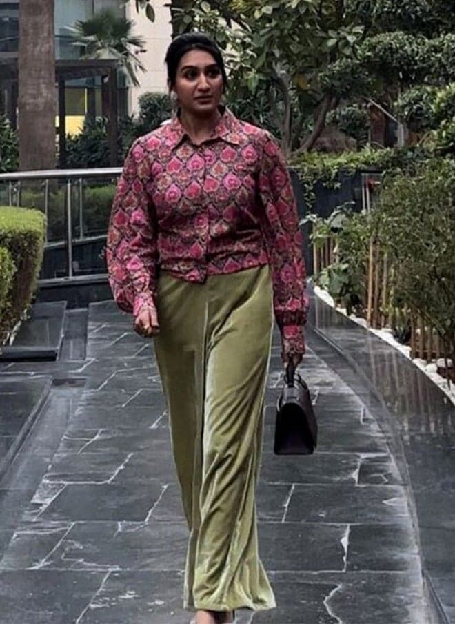 Pink Floral Poly Silk Casual Shirt for Women - Image 1
