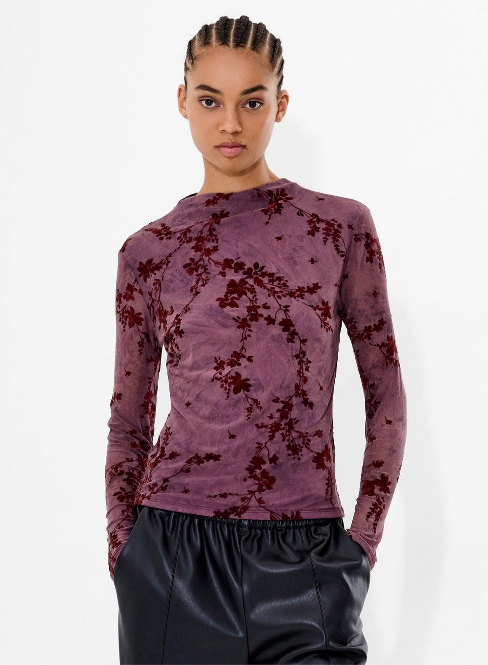 Kenny Mesh Velvet Burnout High-Neck Top - Image 1