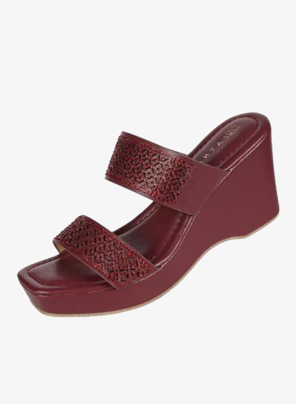 221-202 Zayna Bordo Ladies Wedge Heel Sandals - Image 1