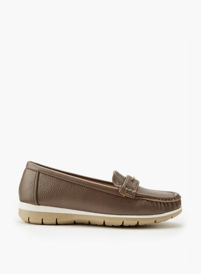 Flora Bella Textured Loafers with Metal Accent - Image 1