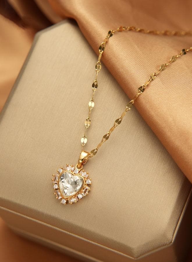 Take Two Heart Shape Embellished Drop Necklace - Image 1